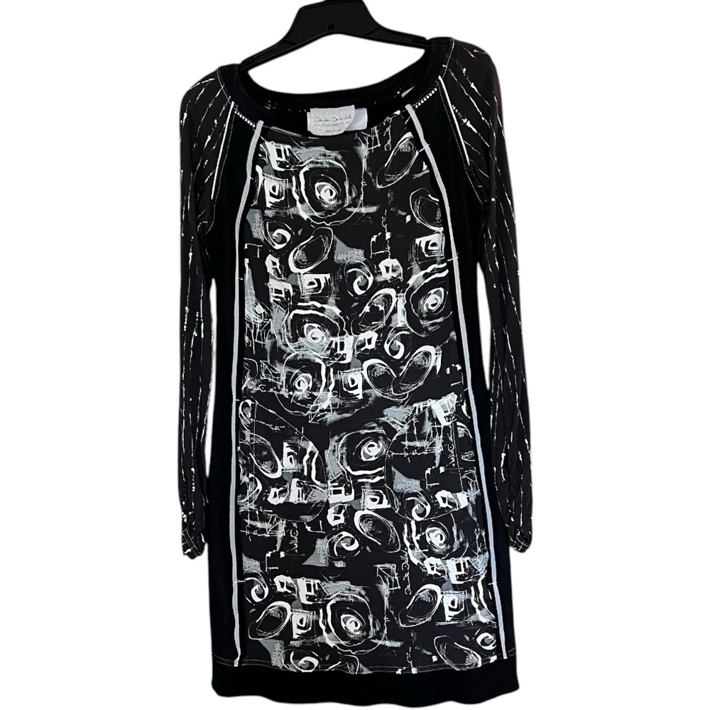 Elisa Cavaletti Long Sleeve Graphic Dress Luxury Italian Made Size Small